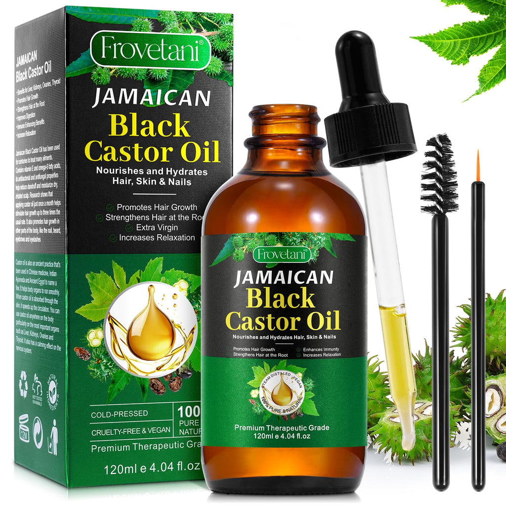 Frovetani 120ML Jamaican Black Castor Oil – Organic Cold-Pressed for Hair & Brows