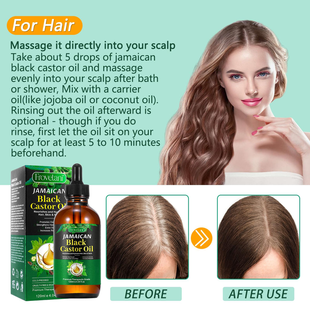 Frovetani 120ML Jamaican Black Castor Oil – Organic Cold-Pressed for Hair & Brows