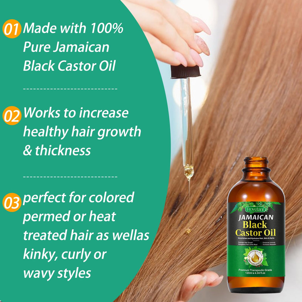 Frovetani 120ML Jamaican Black Castor Oil – Organic Cold-Pressed for Hair & Brows