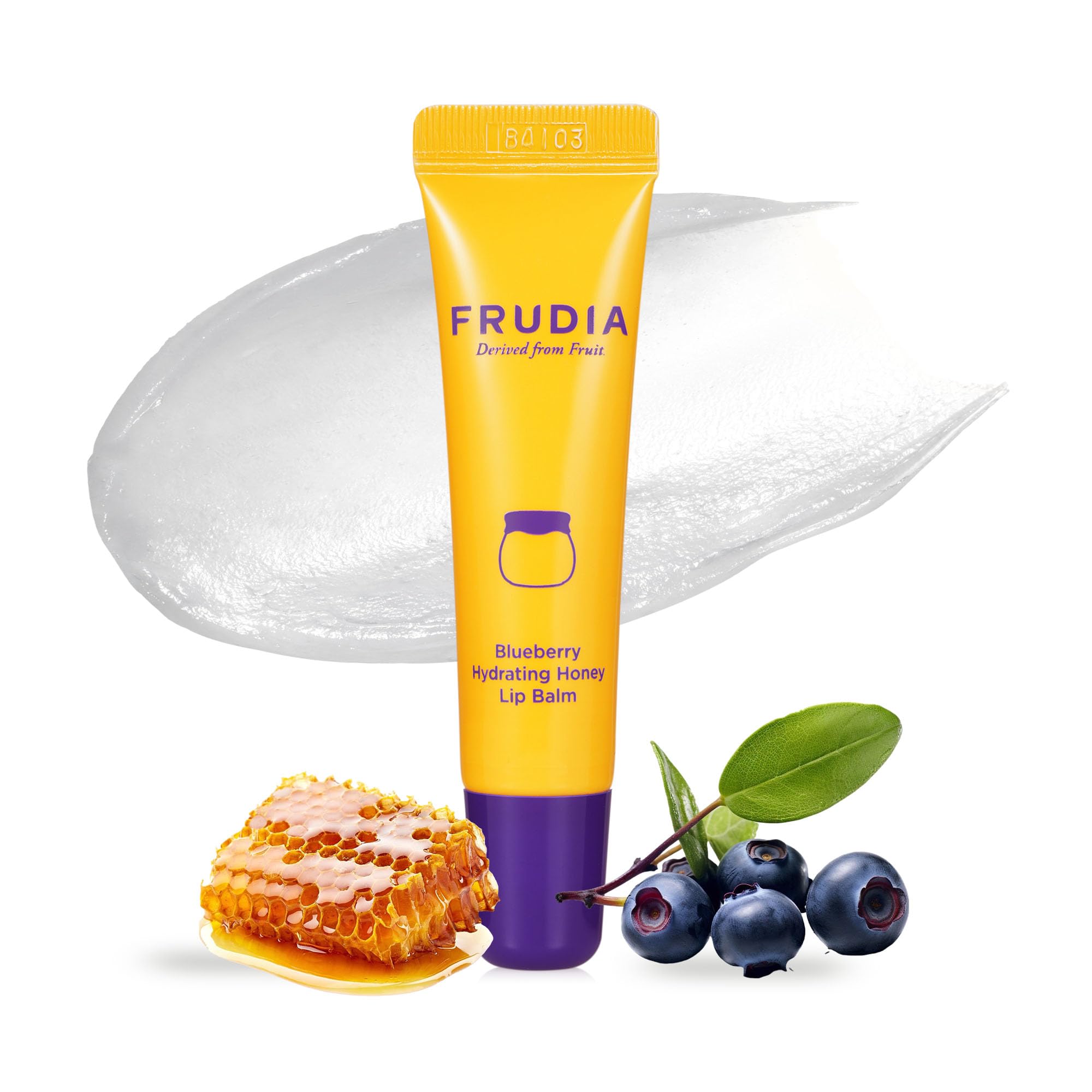 FRUDIA Blueberry Honey Lip Balm Tube | Exfoliating & Moisturizing Dewy Lip Care with Jeju Blueberry & Honey Extracts