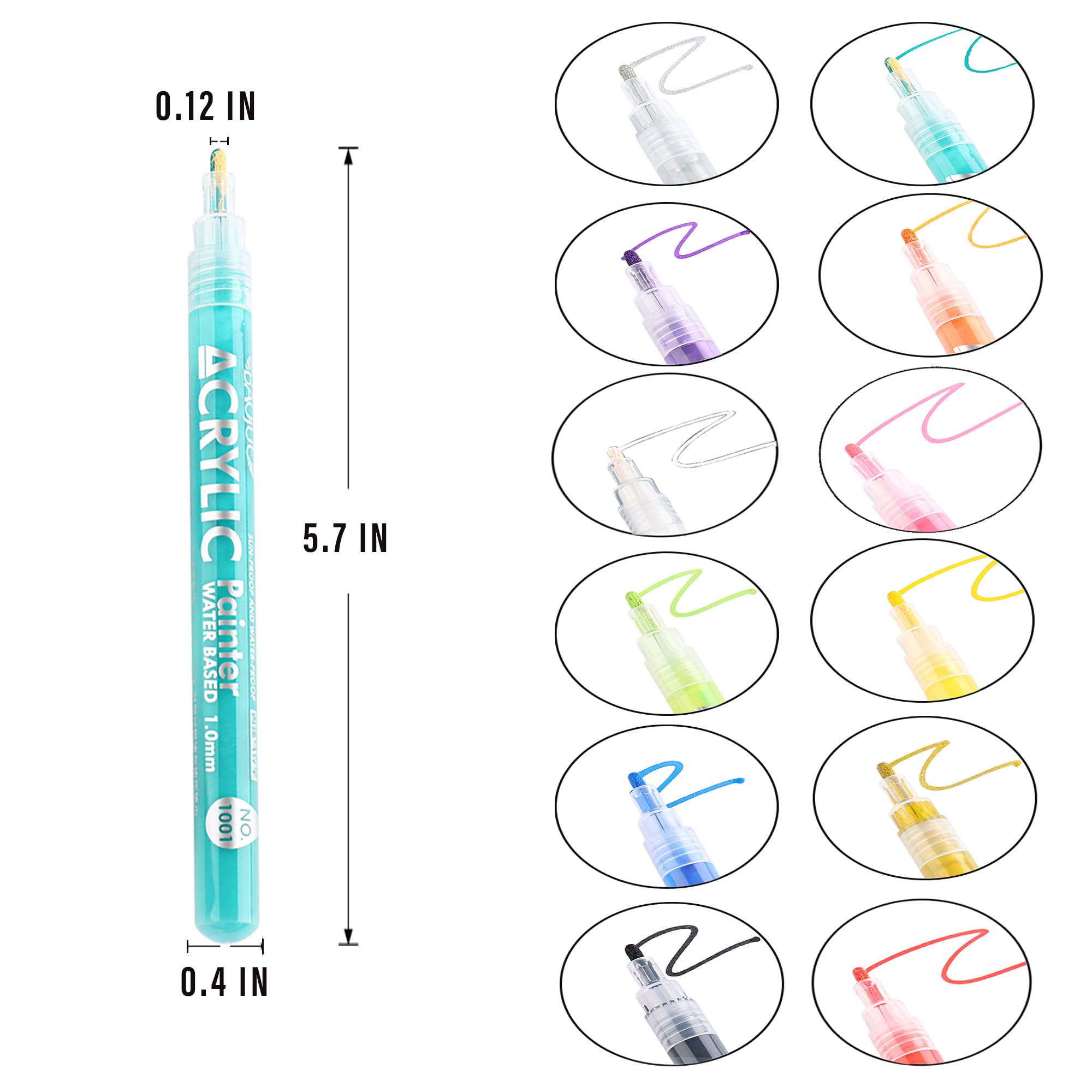 FSpronail Nail Art Pens – 12 Colors with 1mm Fine Point for DIY Nail Art