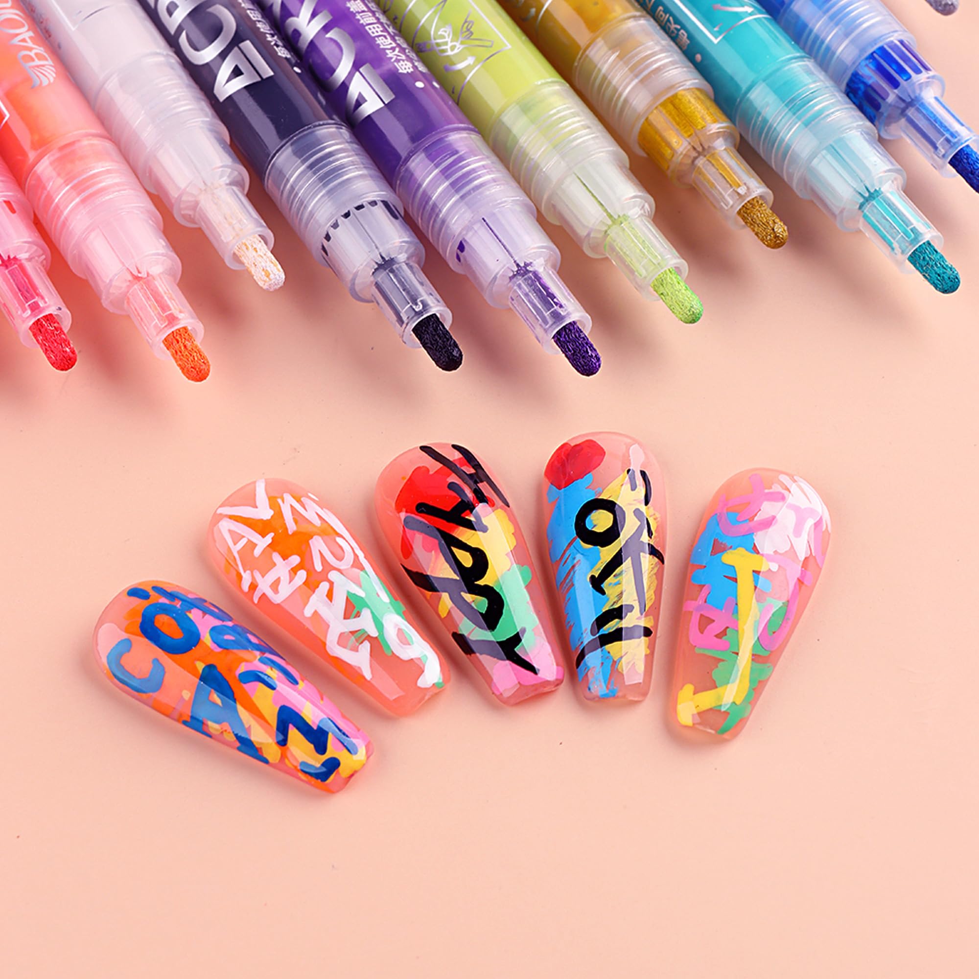 FSpronail Nail Art Pens – 12 Colors with 1mm Fine Point for DIY Nail Art