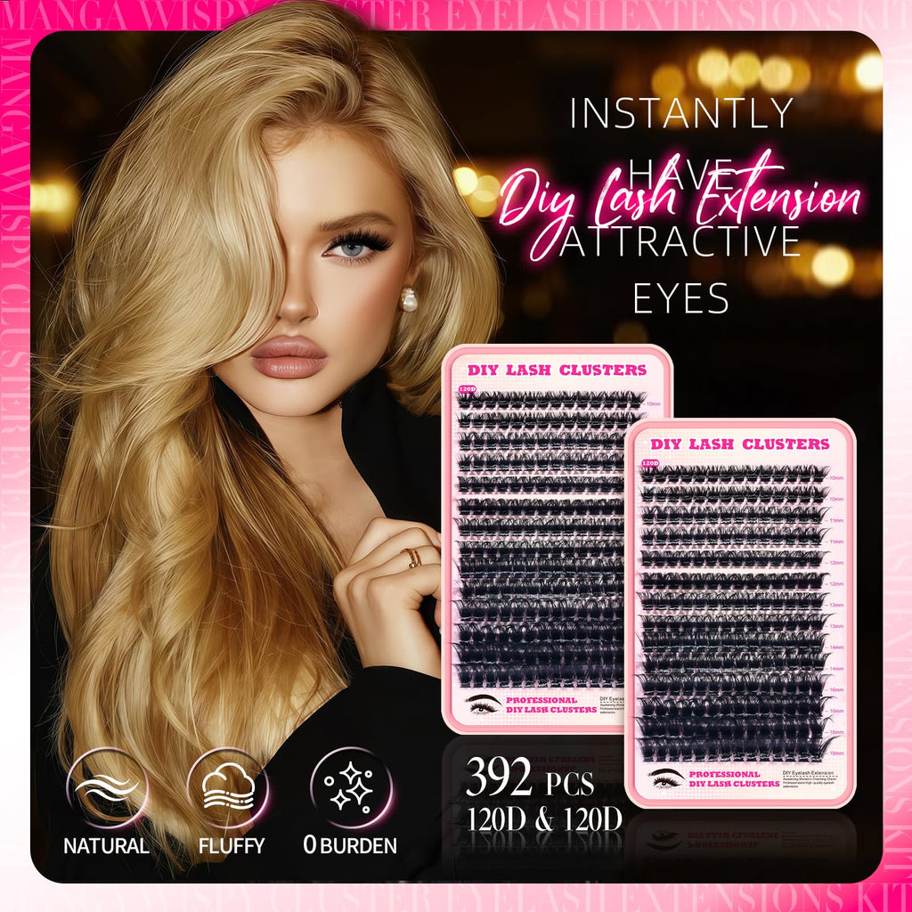 FTBZCF Lash Clusters Kit 392pcs 120D 10-18mm | DIY Eyelash Extensions
