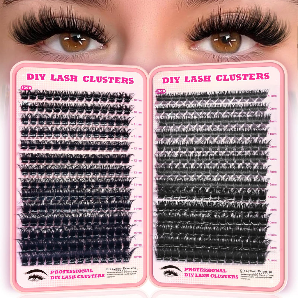 FTBZCF Lash Clusters 392pcs – 120D & 150D Natural Fluffy D Curl 10-18mm DIY Kit