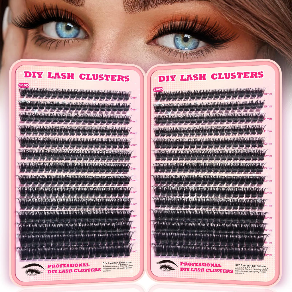 FTBZCF Lash Clusters – 504pcs 100D Natural Fluffy D Curl Lashes (10–18mm) DIY Manga Wispy Extensions