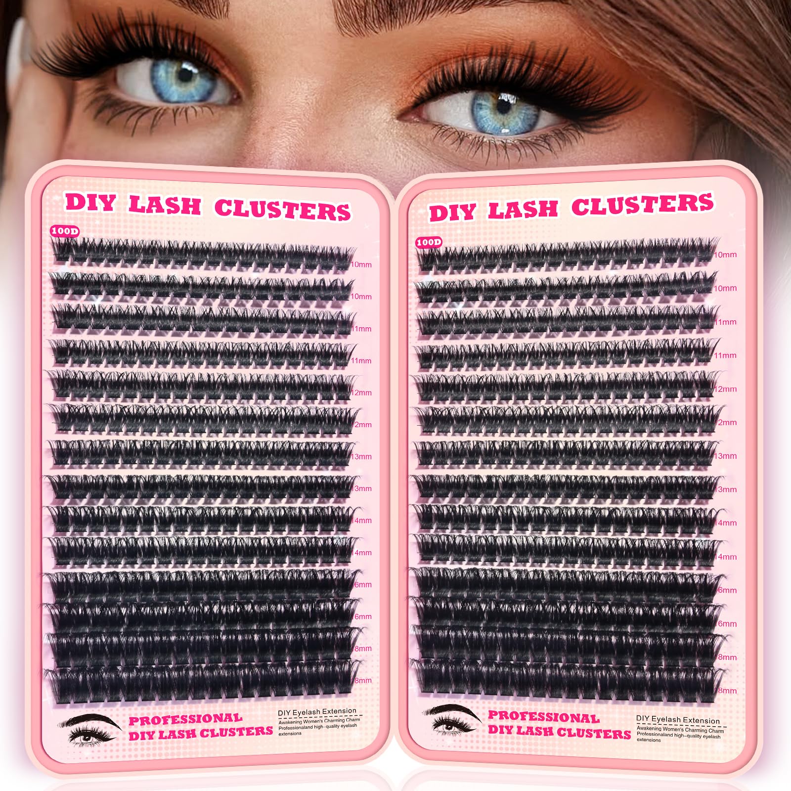 FTBZCF Lash Clusters – 504pcs 100D Natural Fluffy D Curl Lashes (10–18mm) DIY Manga Wispy Extensions