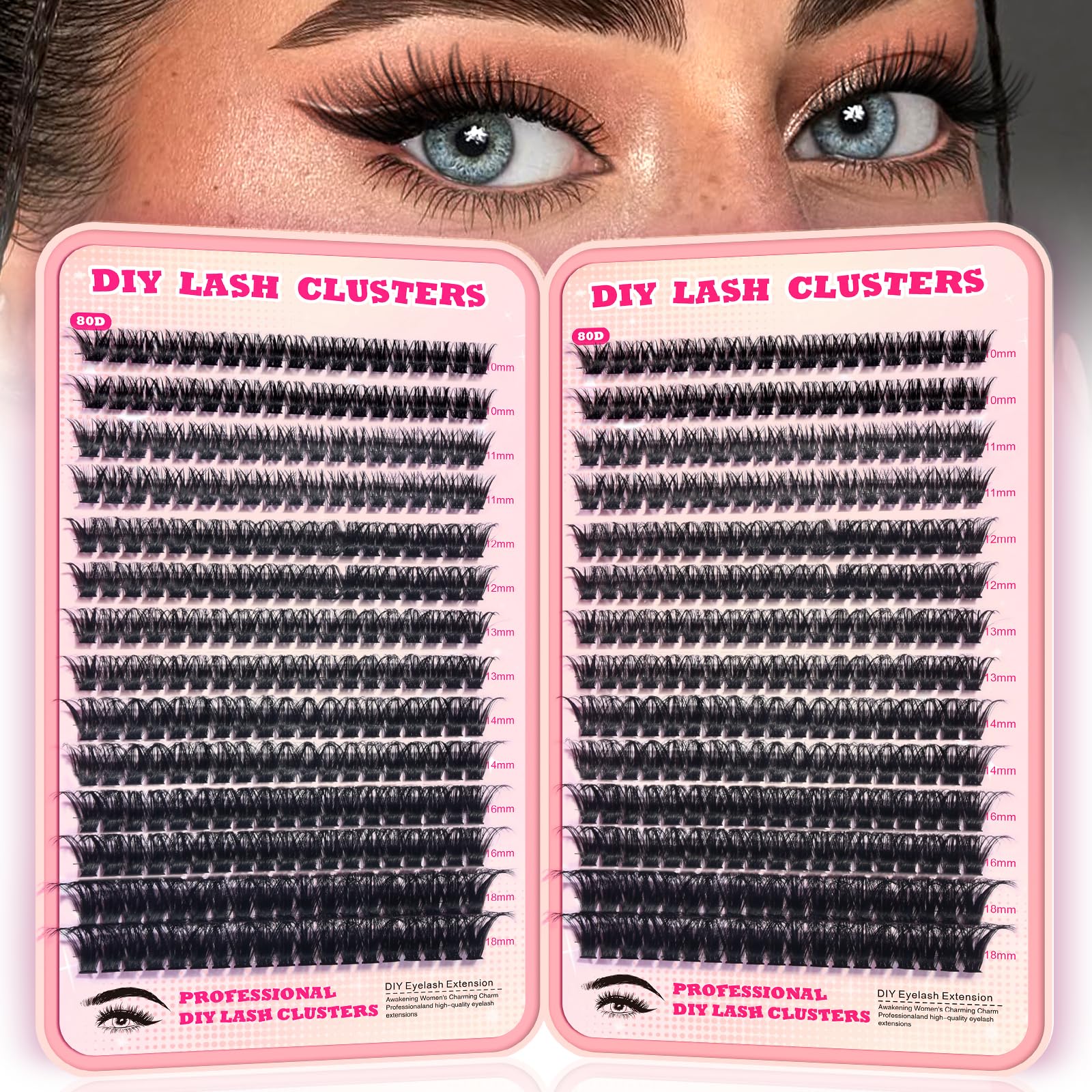 FTBZCF Lash Clusters 532pcs 80D DIY Extensions – Natural 10-18mm Manga Wispy
