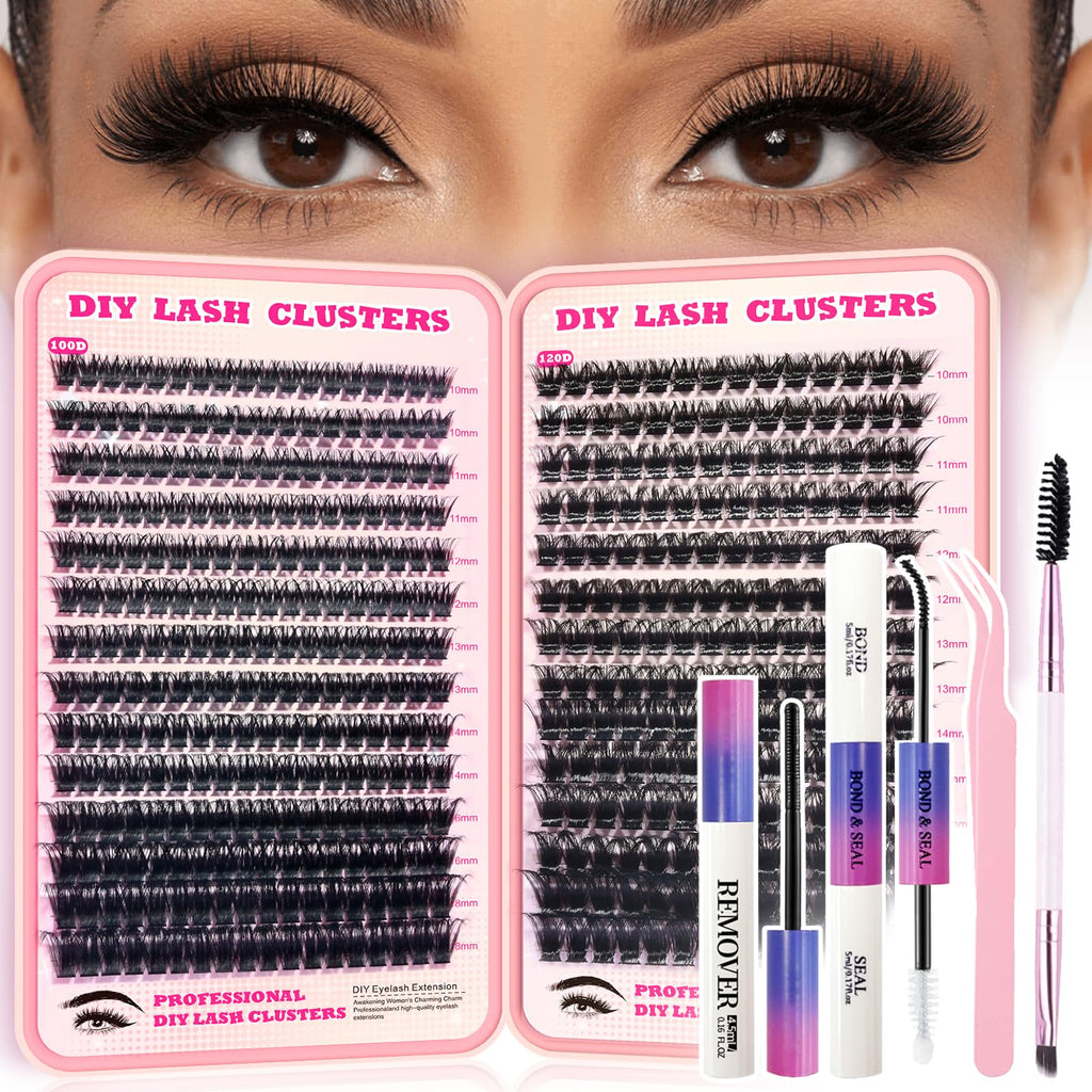 FTBZCF Lash Clusters Kit – 448pcs 100D & 120D Natural Lashes, 10-18mm, DIY Manga Cluster Kit