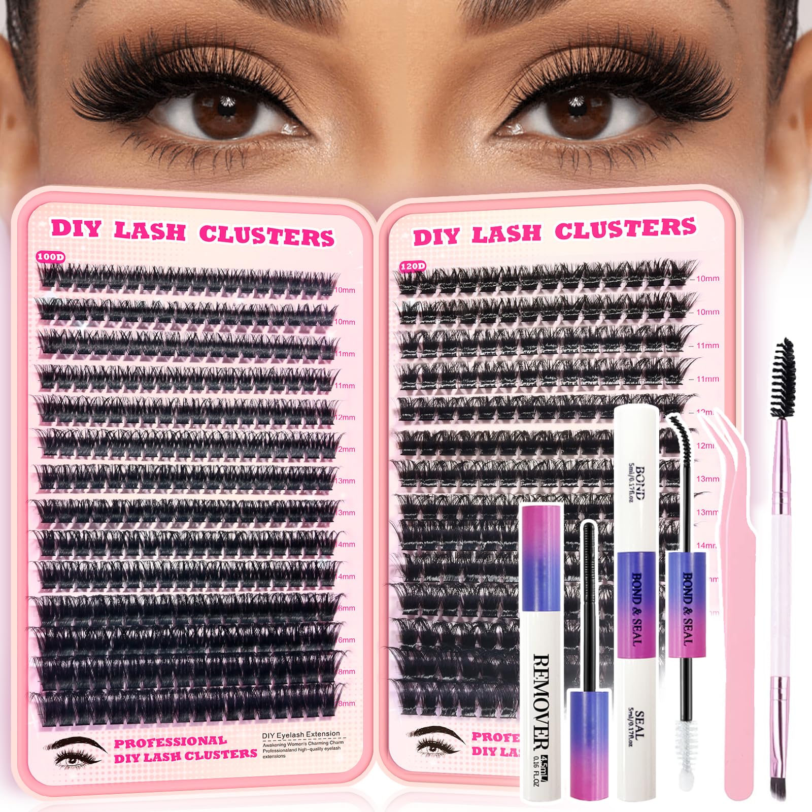 FTBZCF Lash Clusters Kit – 448pcs 100D & 120D Natural Lashes, 10-18mm, DIY Manga Cluster Kit
