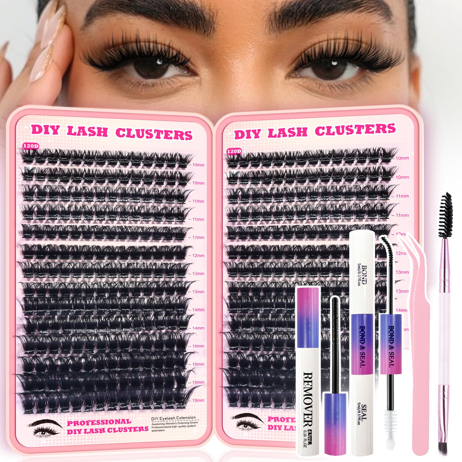 FTBZCF Lash Clusters Kit 392pcs 120D 10-18mm | DIY Eyelash Extensions