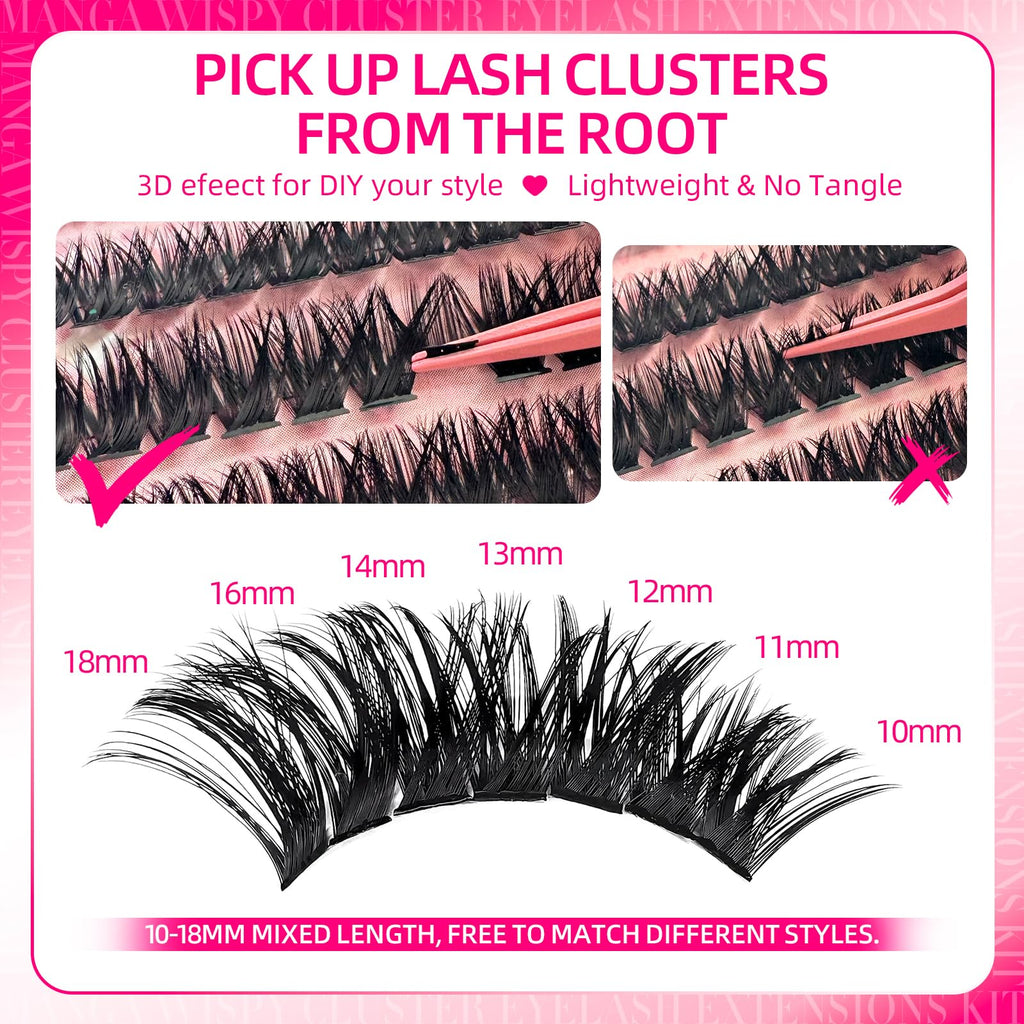 FTBZCF Lash Clusters Kit – 448pcs 100D & 120D Natural Lashes, 10-18mm, DIY Manga Cluster Kit
