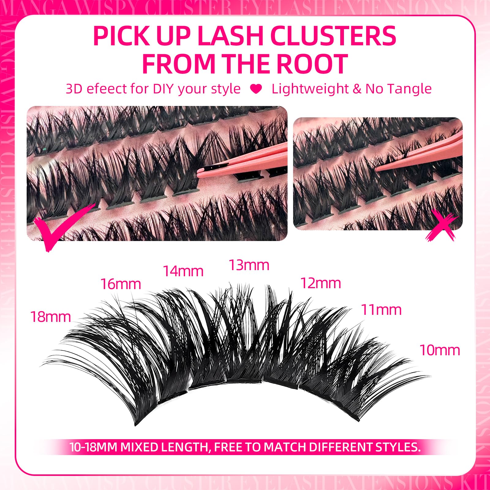 FTBZCF Lash Clusters Kit – 448pcs 100D & 120D Natural Lashes, 10-18mm, DIY Manga Cluster Kit