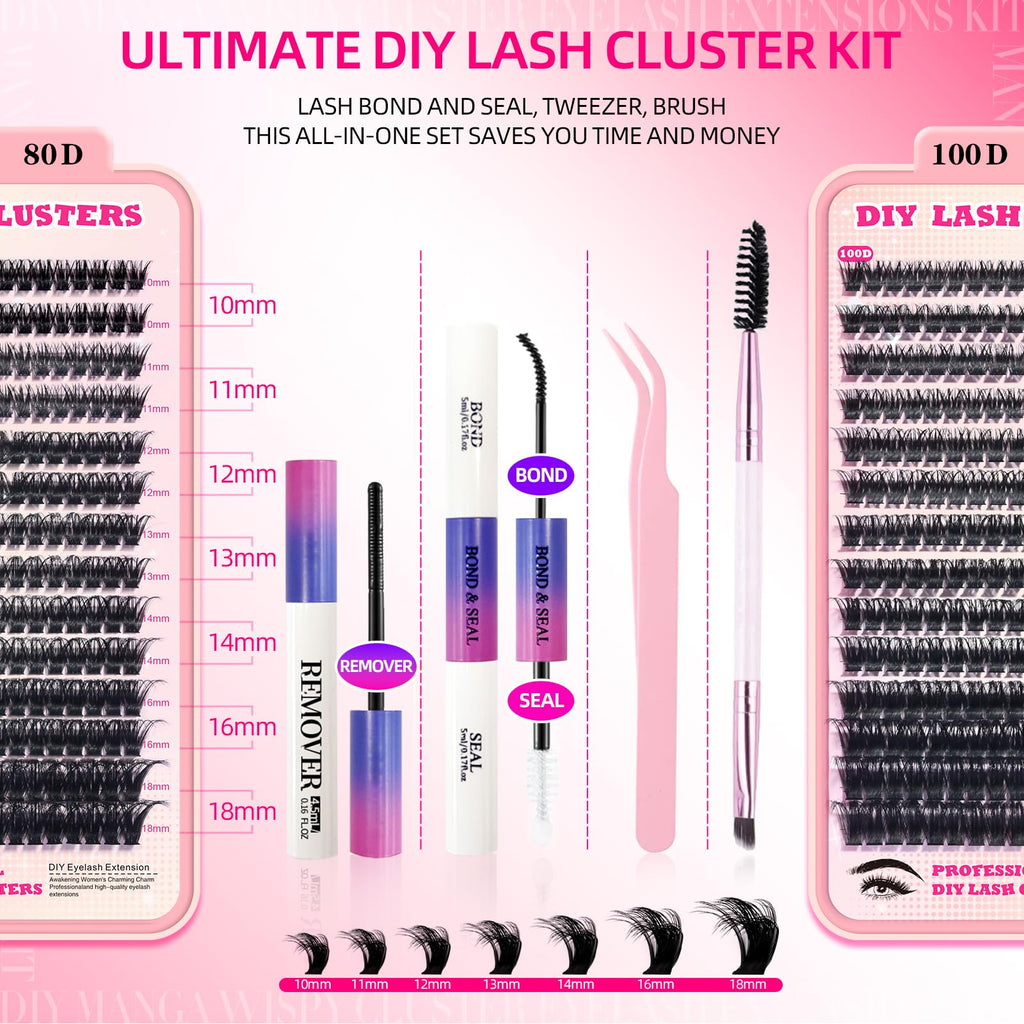 FTBZCF Lash Clusters Kit 392pcs 120D 10-18mm | DIY Eyelash Extensions