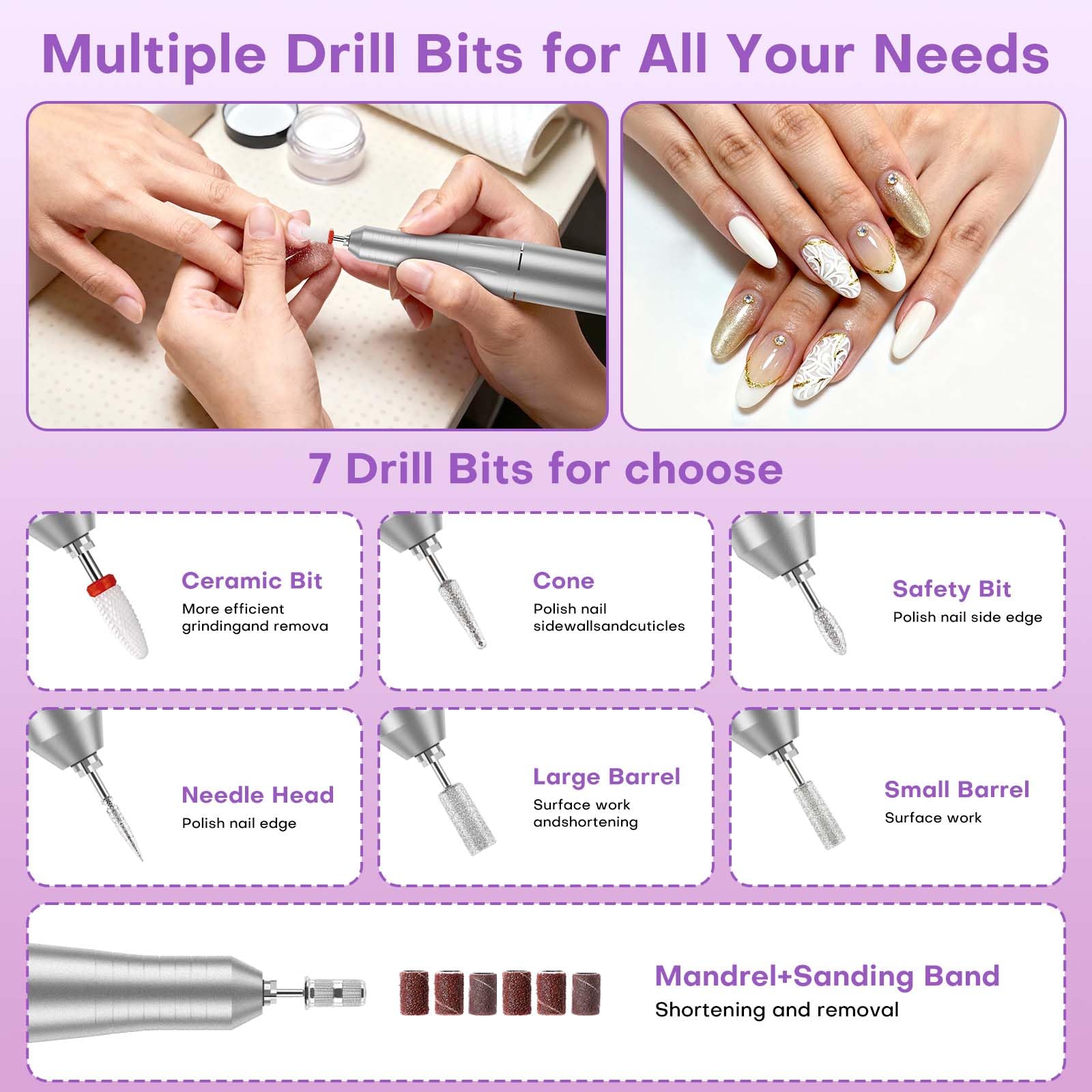 FTOYIN Electric Nail Drill Pro — Rechargeable Nail File for Acrylic & Gel