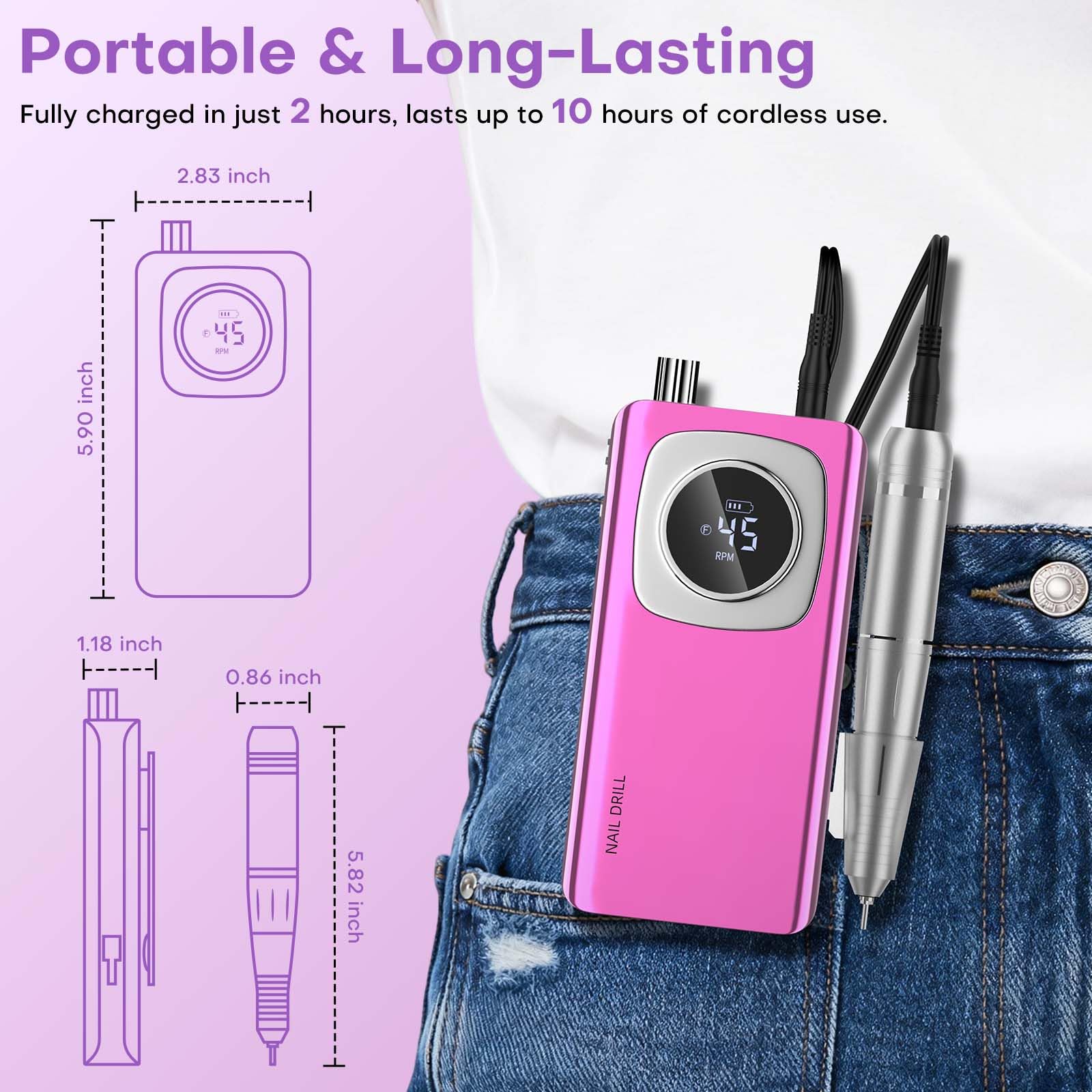 FTOYIN Electric Nail Drill Pro — Rechargeable Nail File for Acrylic & Gel