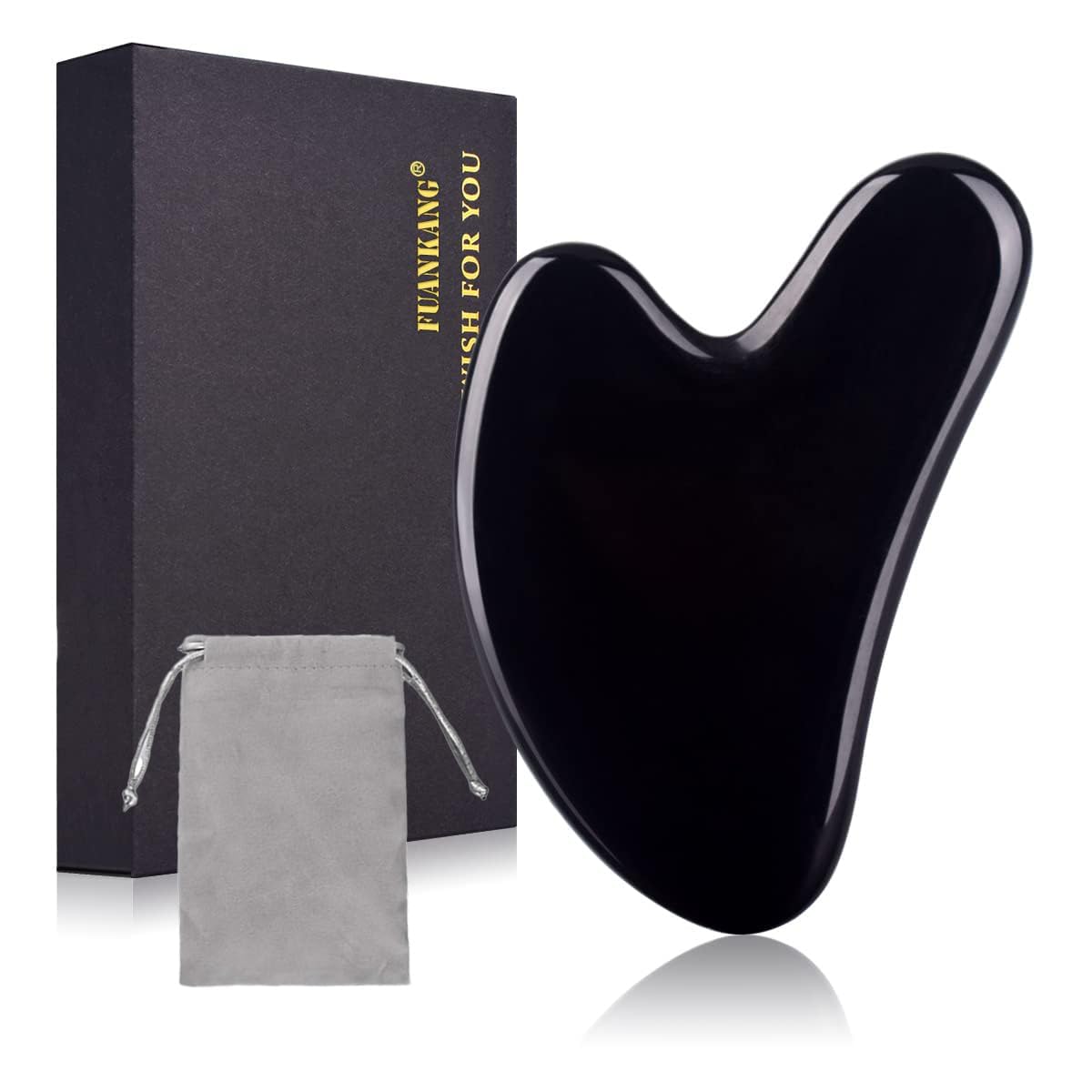 FUANKANG Gua Sha Obsidian Tool – Facial & Body Massage for Smoother Skin