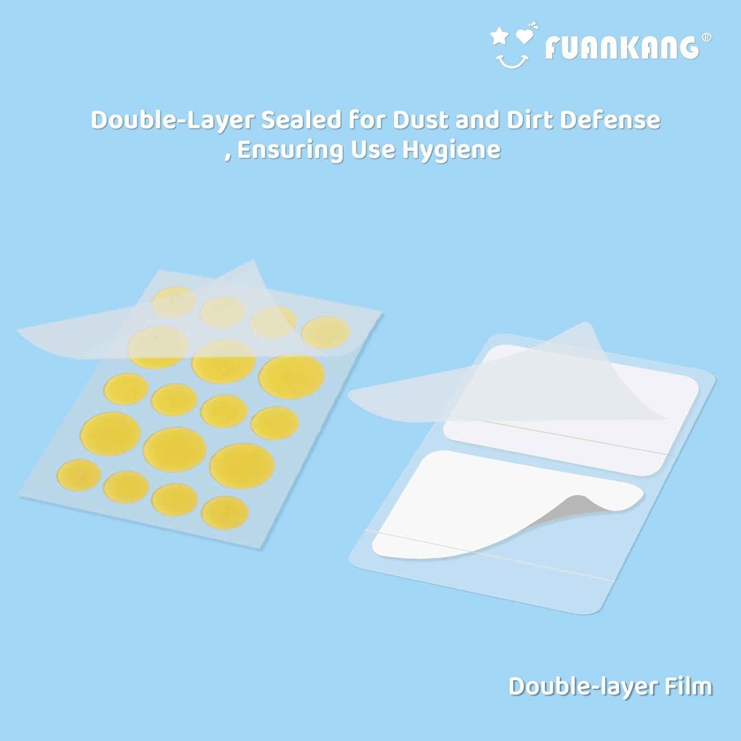 FUANKANG Pimple Patches – Hydrocolloid Face Patches, Yellow-Green Laser Heart, Mirror Case (Large, 104 Count)