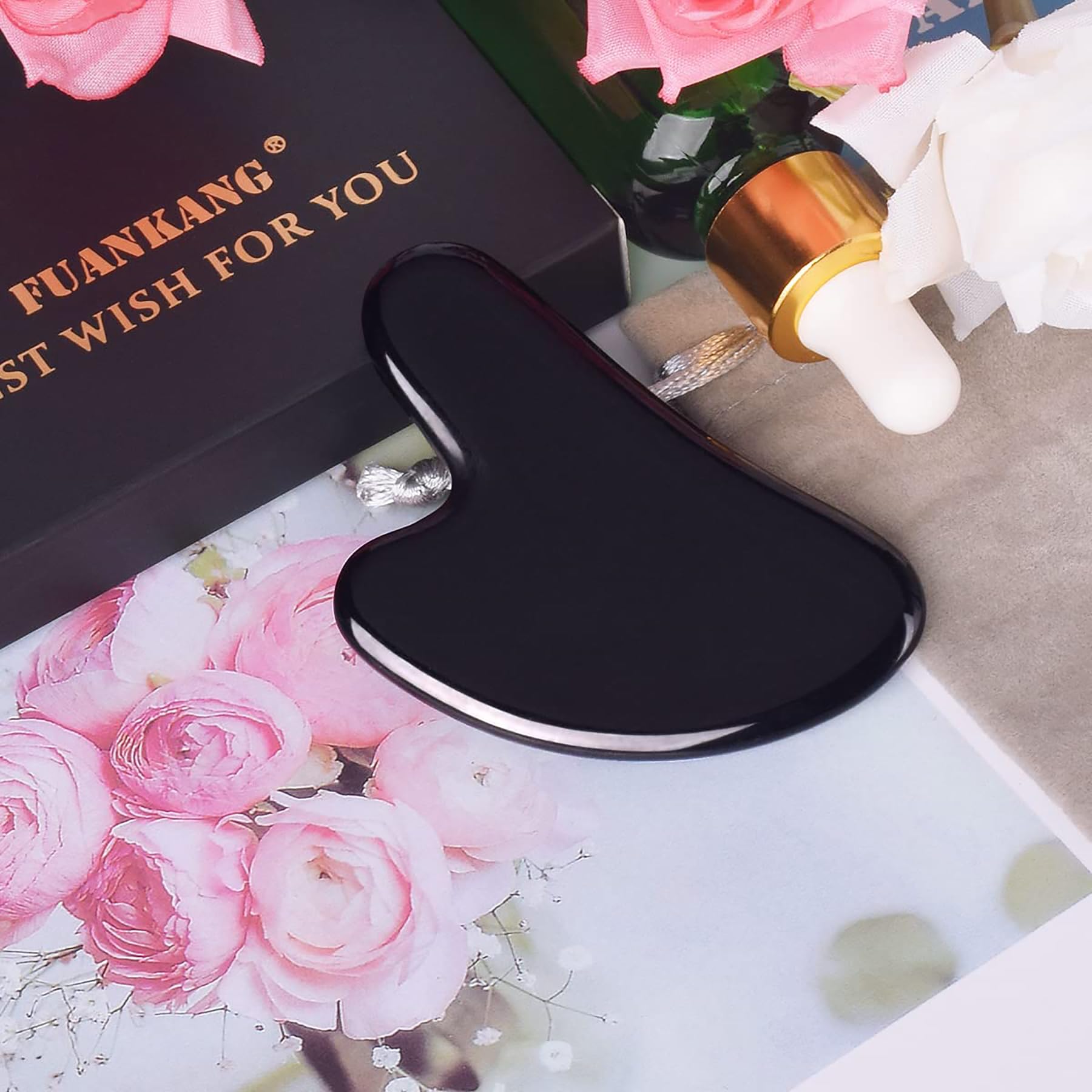 FUANKANG Gua Sha Obsidian Tool – Facial & Body Massage for Smoother Skin