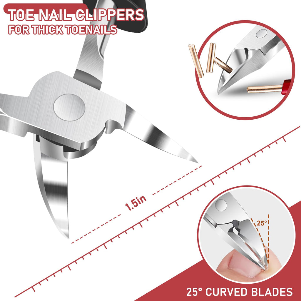 FUMAX Toenail Clippers for Thick Nails – Wide Jaw, Long Handle