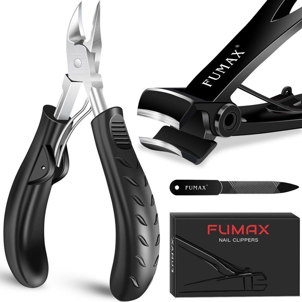 FUMAX Toenail Clippers for Thick Nails – Wide Jaw, Long Handle