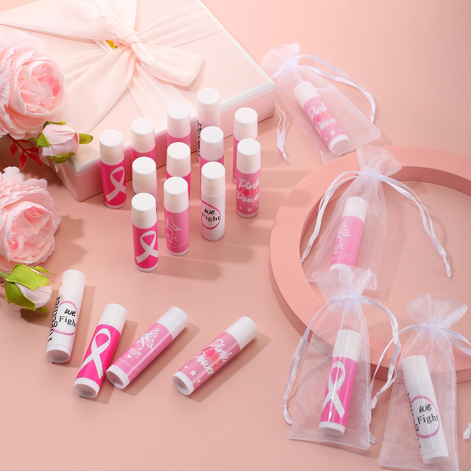 Fumete 50-Pack Pink Ribbon Breast Cancer Awareness Lip Balm