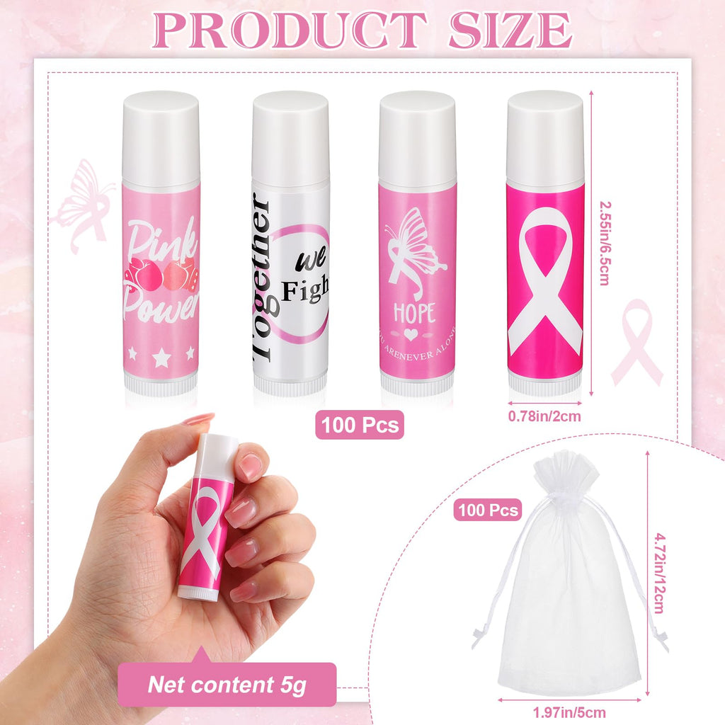 Fumete 50-Pack Pink Ribbon Breast Cancer Awareness Lip Balm