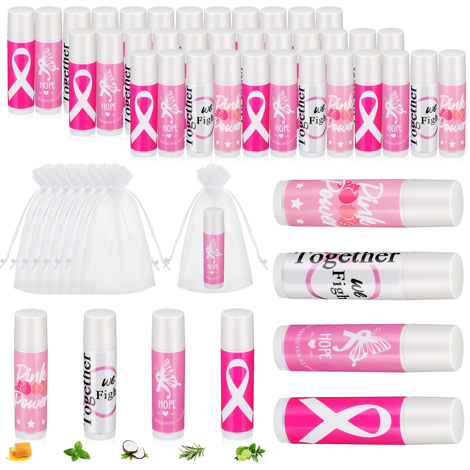 Fumete 50-Pack Pink Ribbon Breast Cancer Awareness Lip Balm