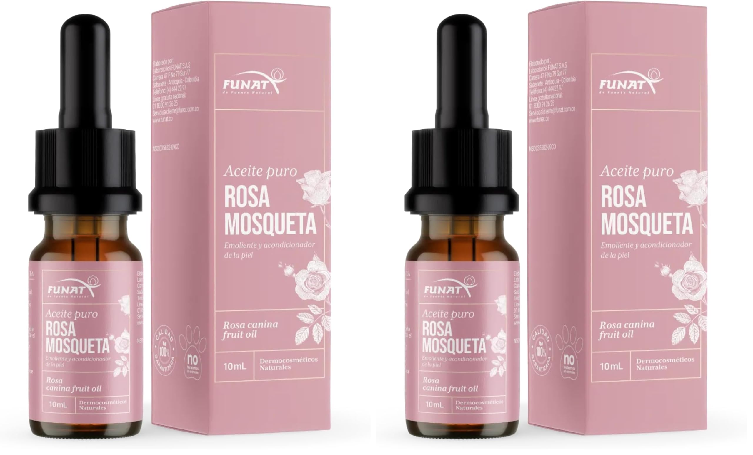 FULL OF NATURE FUNAT 100% Pure Rosehip Oil – Facial & Skin Moisturizer, 0.3 fl oz (Pack of 2)
