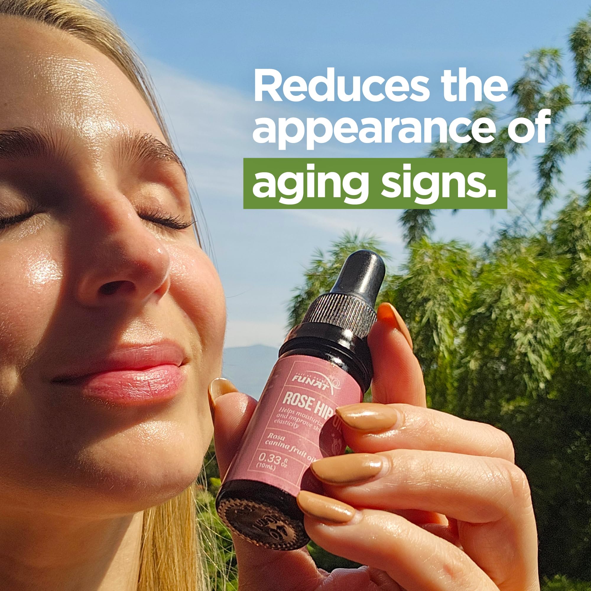FULL OF NATURE FUNAT 100% Pure Rosehip Oil – Facial & Skin Moisturizer, 0.3 fl oz (Pack of 2)