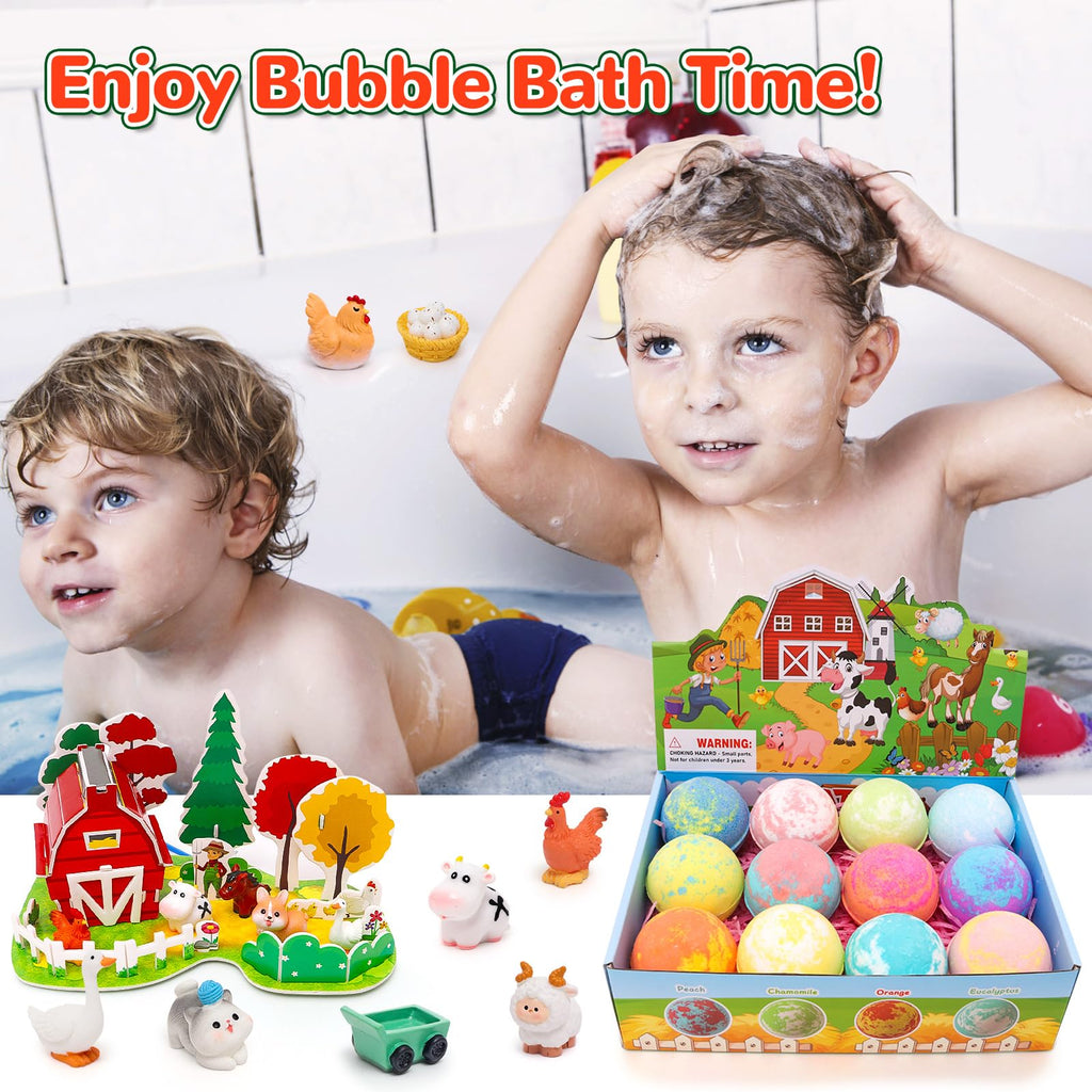 FUNCREVITY Kids Bath Bombs with Toys Inside – Safe Handmade Bubble Bath