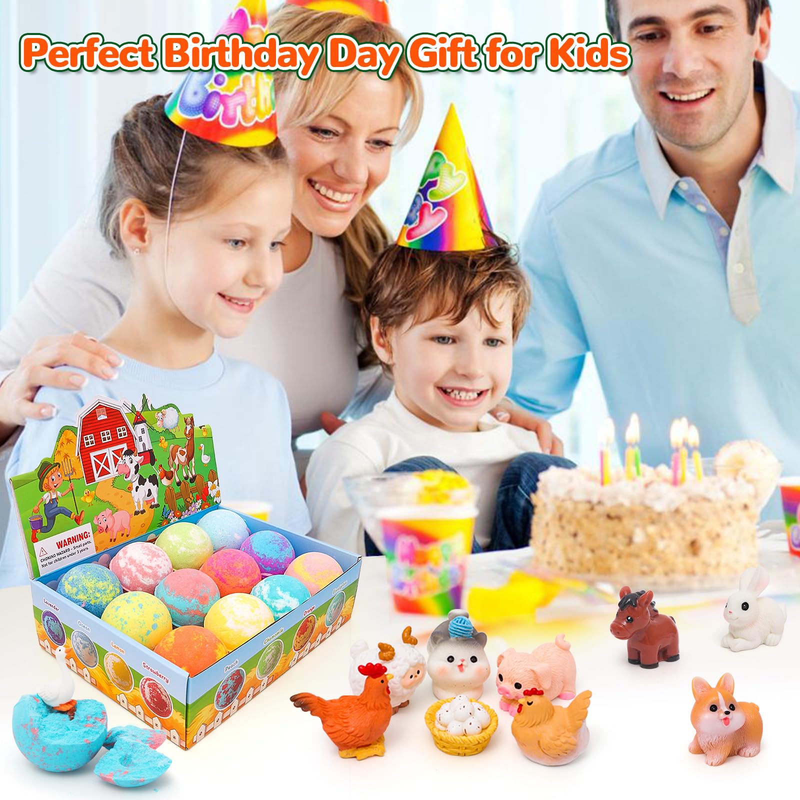 FUNCREVITY Kids Bath Bombs with Toys Inside – Safe Handmade Bubble Bath