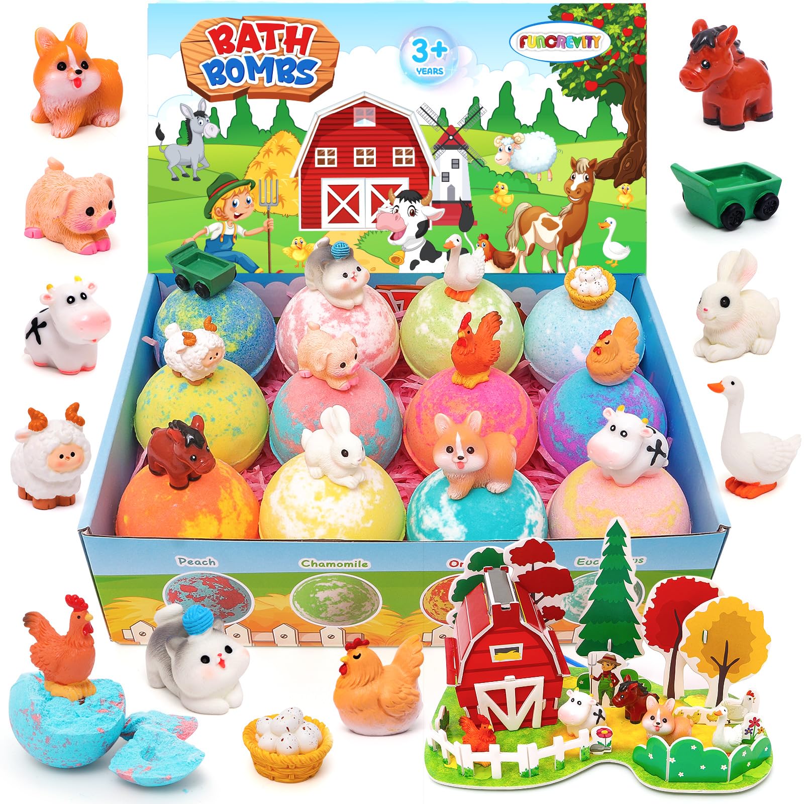 FUNCREVITY Kids Bath Bombs with Toys Inside – Safe Handmade Bubble Bath
