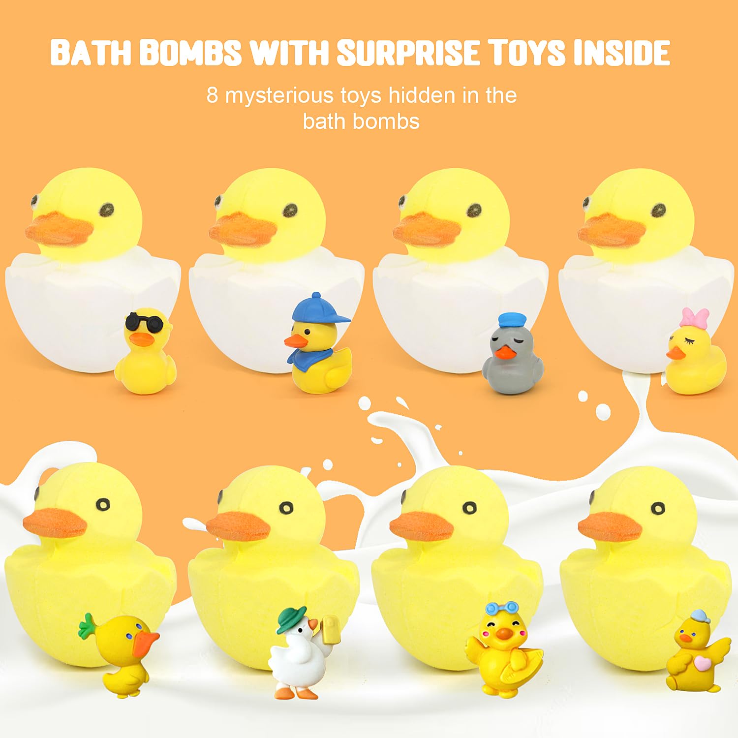 FUNCREVITY Kids Bath Bombs (8-Pack) with Surprise Inside Toys – Natural Bubble Bath