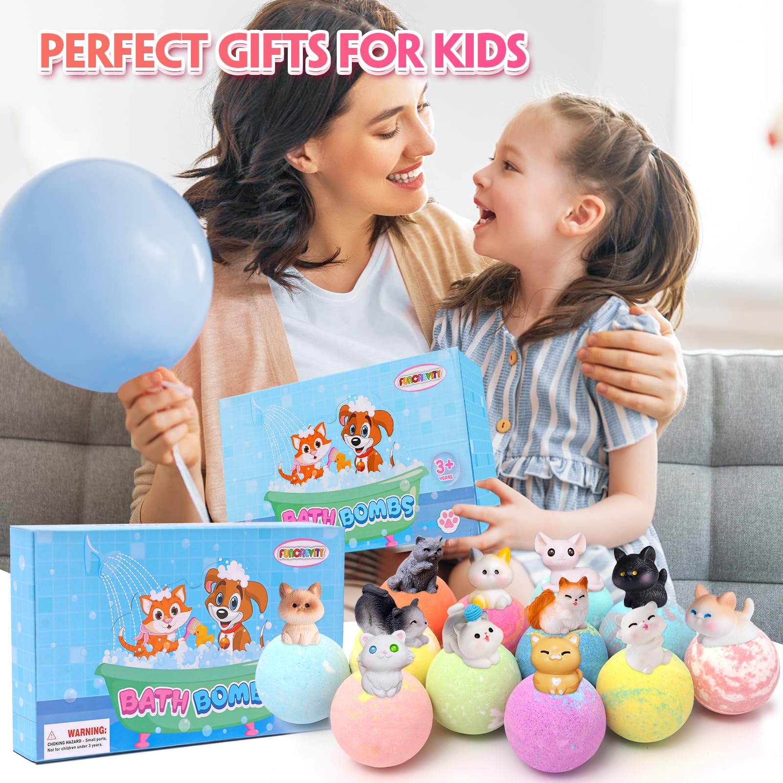 FUNCREVITY Kids Bath Bombs with Surprise Inside – Toys in Every Fizzy Ball Gift Set