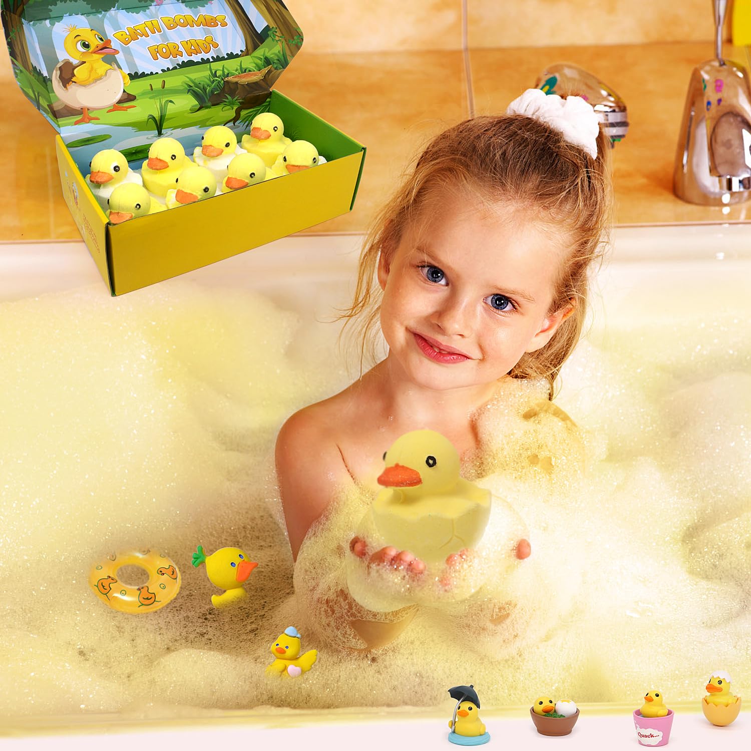 FUNCREVITY Kids Bath Bombs (8-Pack) with Surprise Inside Toys – Natural Bubble Bath