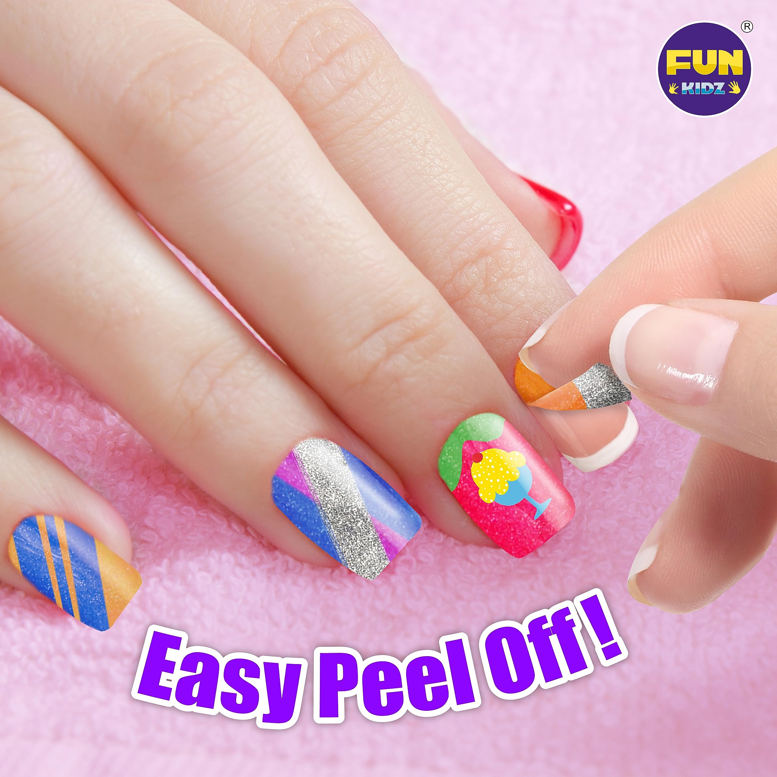 FUN KIDZ Kid Nail Art Kit for Girls – Nail Studio Set with Peelable Polish & Dryer
