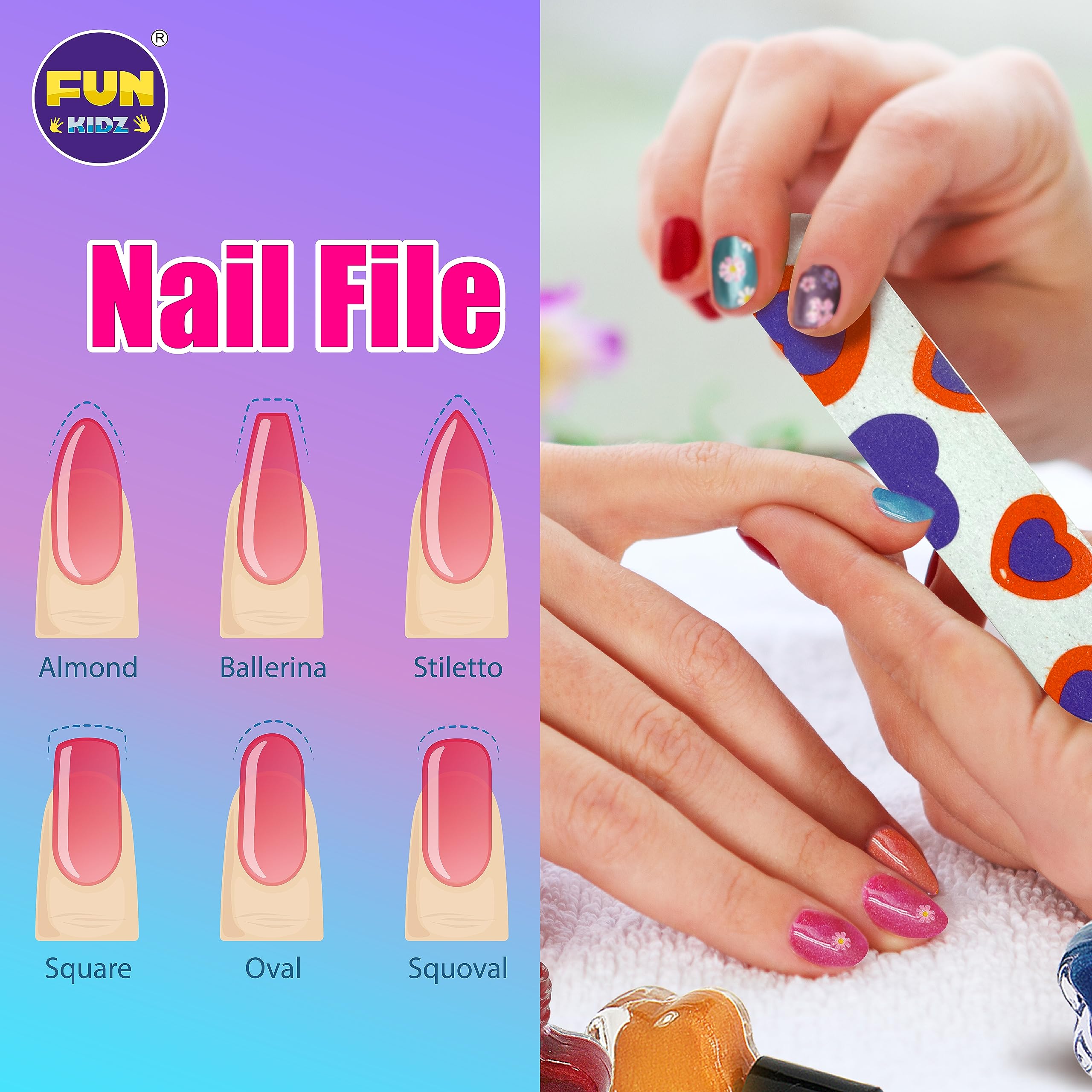 FUN KIDZ Kid Nail Art Kit for Girls – Nail Studio Set with Peelable Polish & Dryer