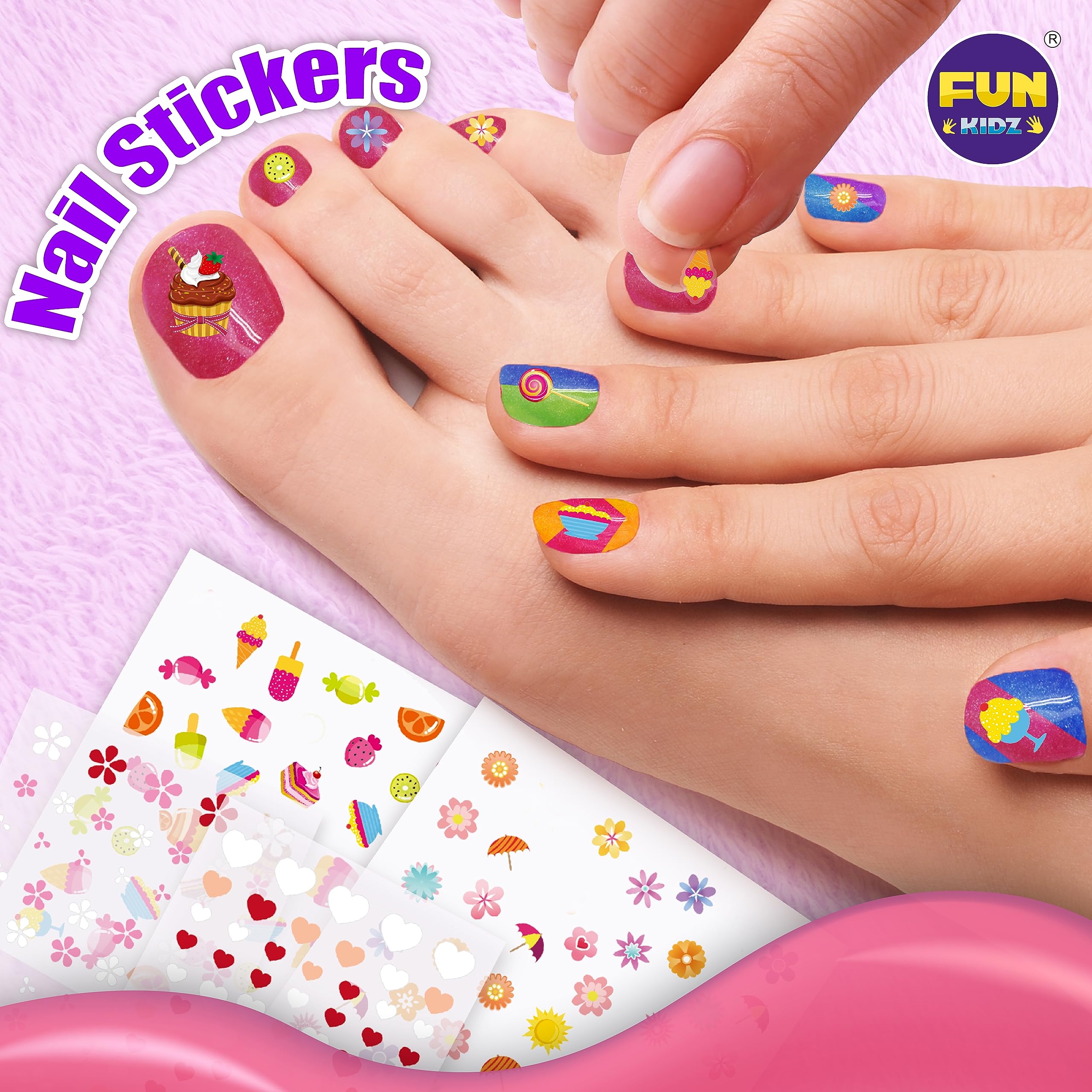 FUN KIDZ Kid Nail Art Kit for Girls – Nail Studio Set with Peelable Polish & Dryer
