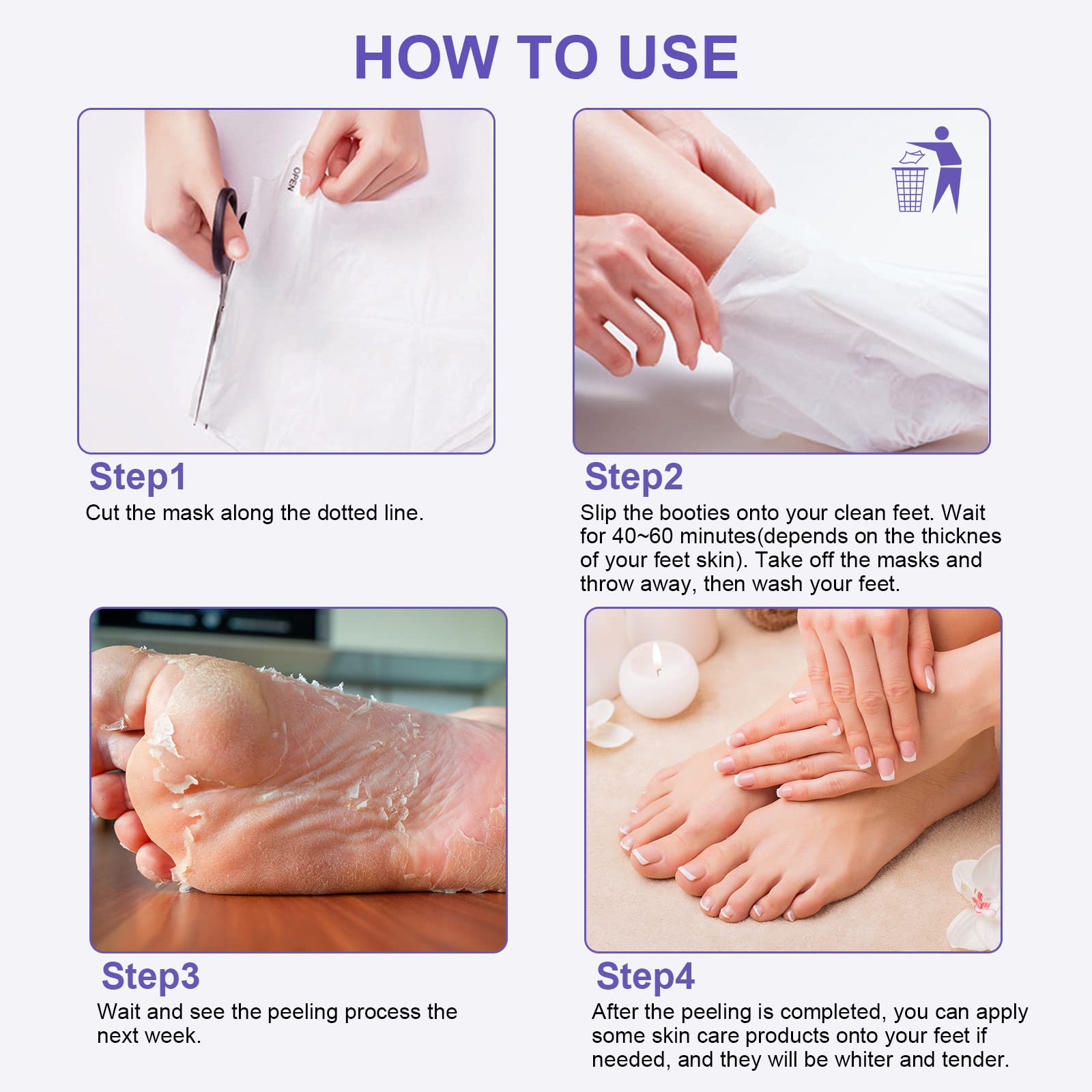 FUNNIR Foot Peeling Mask (5 Pack) – Exfoliating Foot Care for Soft, Smooth Feet