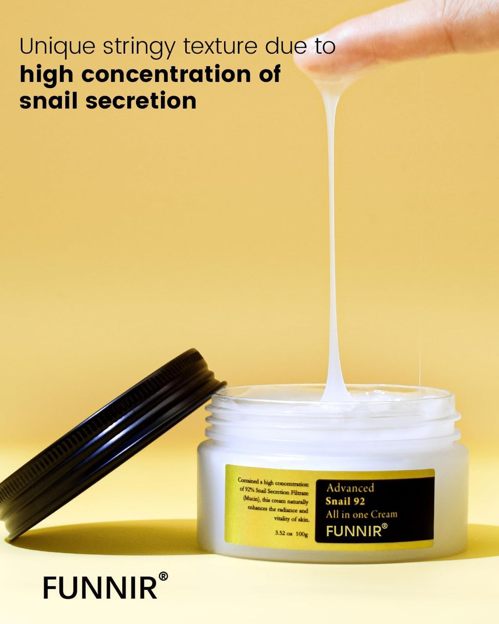 FUNNIR Snail Mucin Moisturizer 92% – Lightweight 100g Gel Cream for All Skin Types