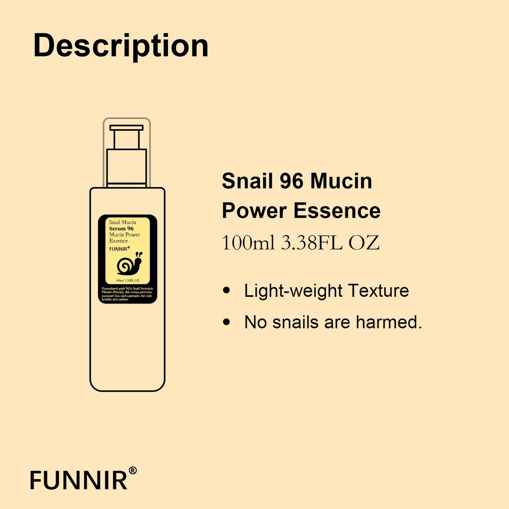 FUNNIR Snail Mucin 96% Essence – Lightweight Hydration Serum for All Skin Types