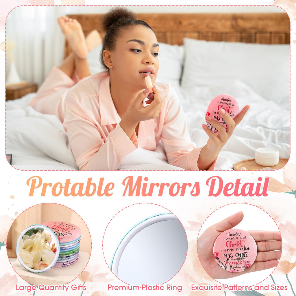 Funnymoom 48-Piece Christian Gifts for Women | Bible Verse Compact Mirror & Card Bags
