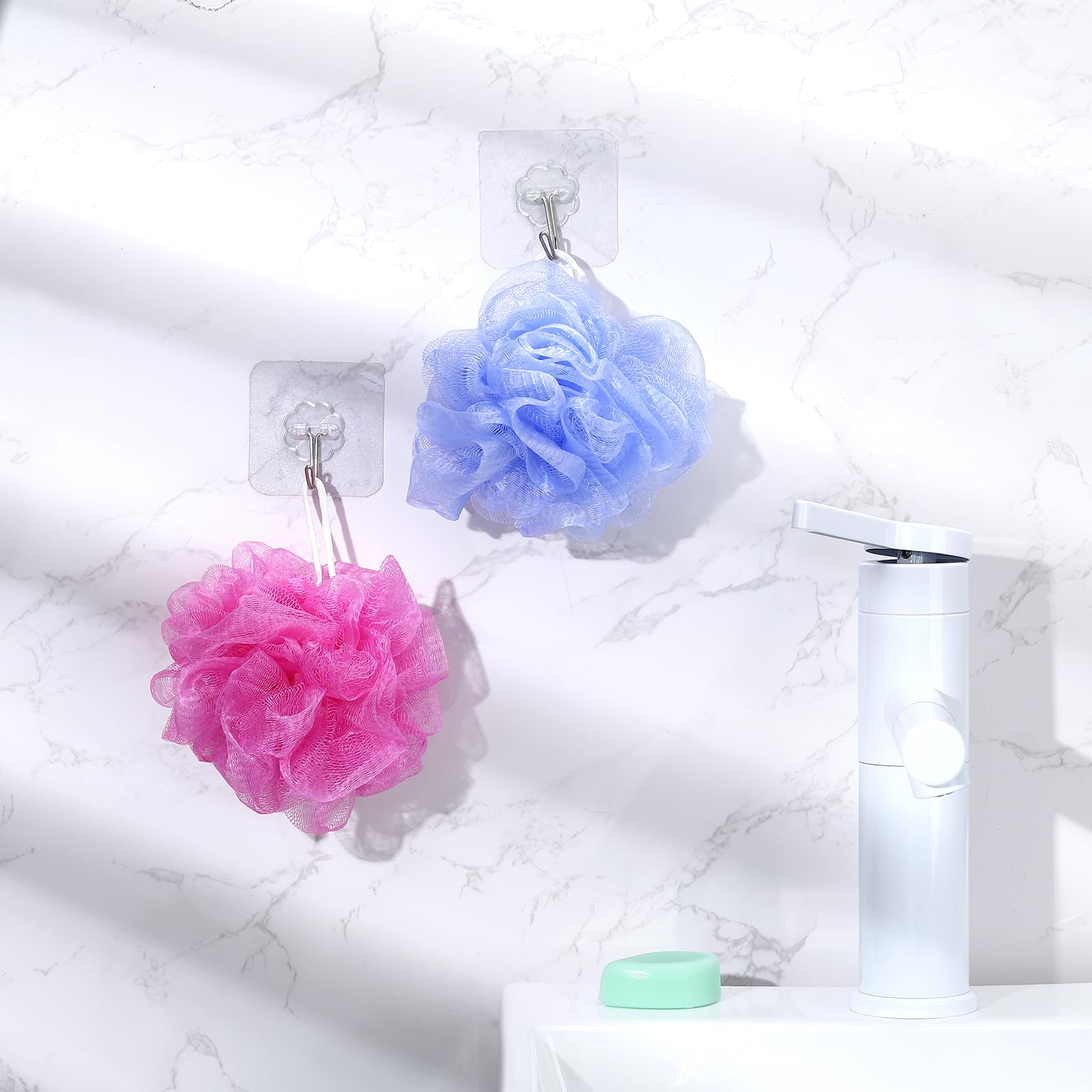 Funnymoom 6 Pcs Travel Size Loofah Set with Case – Pastel Mini Bath Puff (25g)