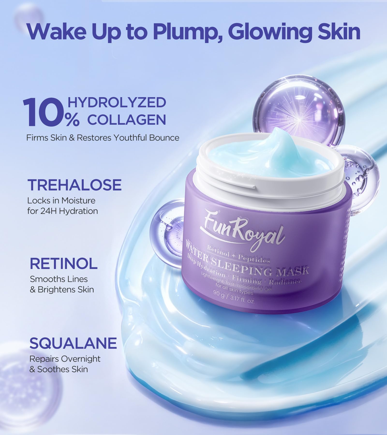 FunRoyal Glow Masks Set – Deep Detox Clay Mask + Overnight Hydration Mask with 10% Collagen