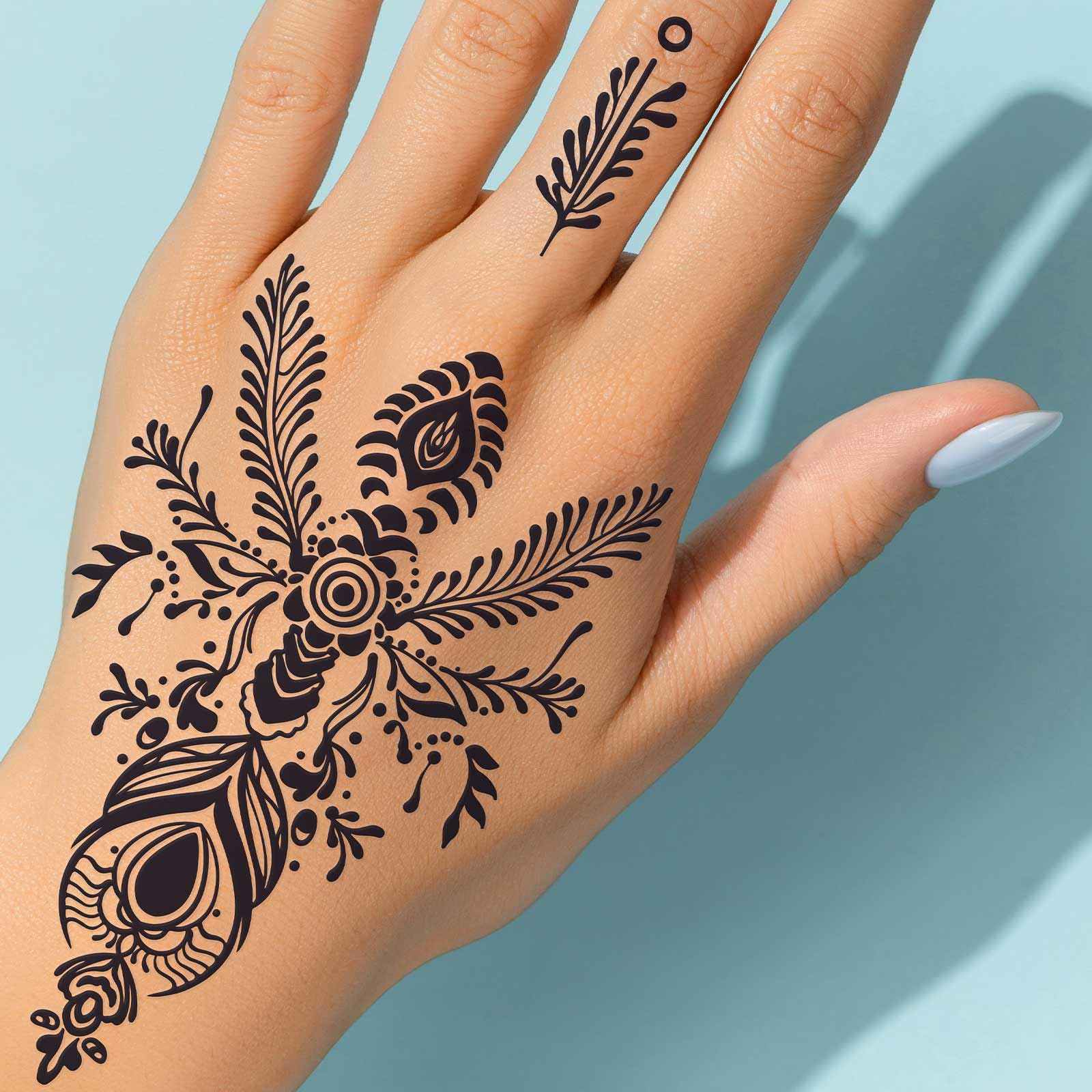 FUNTATTOO 10 Sheets Black Henna Tattoo Kit – Waterproof Temporary Stickers for Weddings, Parties, Festivals