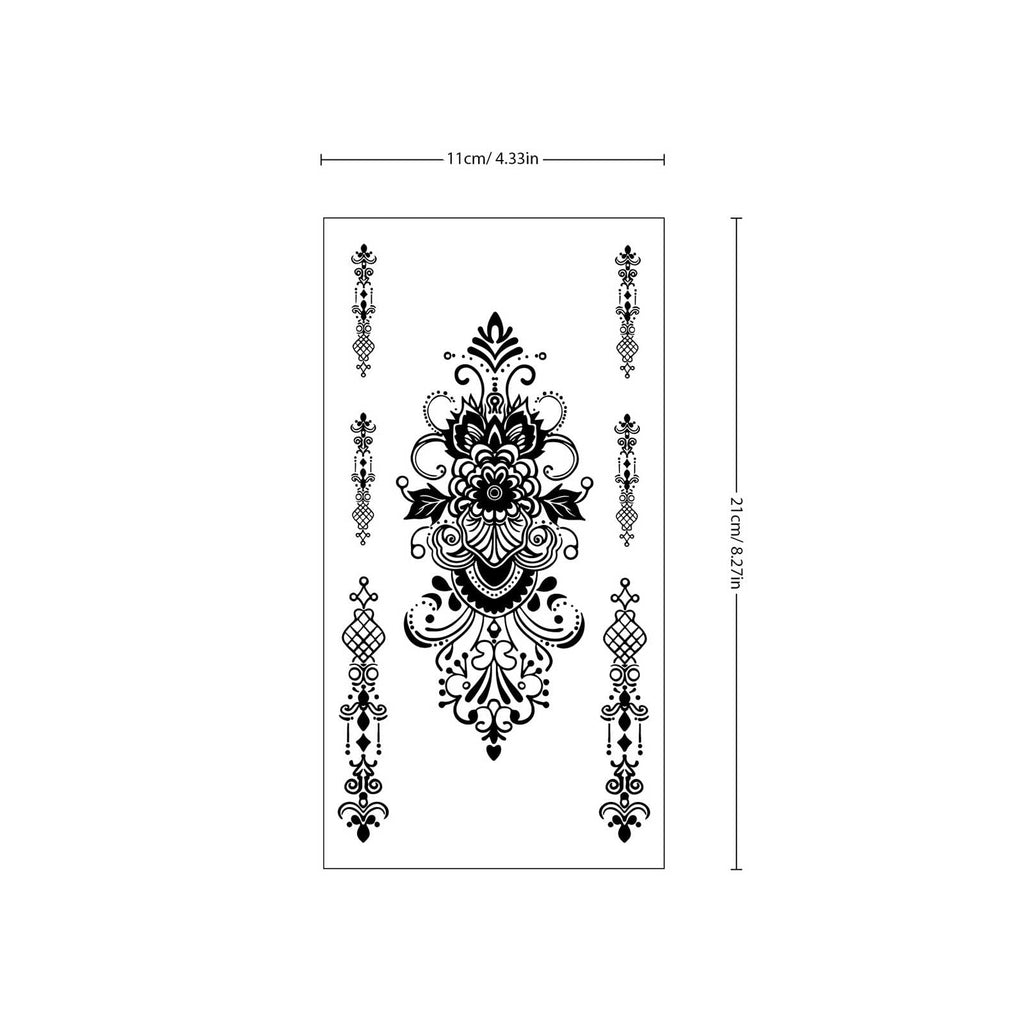 FUNTATTOO 10 Sheets Black Henna Tattoo Kit – Waterproof Temporary Stickers for Weddings, Parties, Festivals
