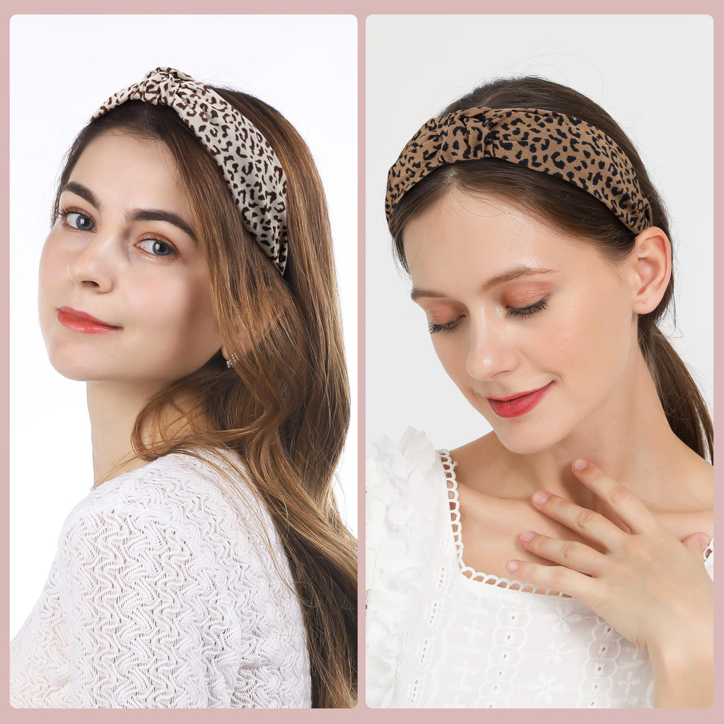 Funtopia Headbands for Women – 9-Piece Leopard Print Knot Headbands Set