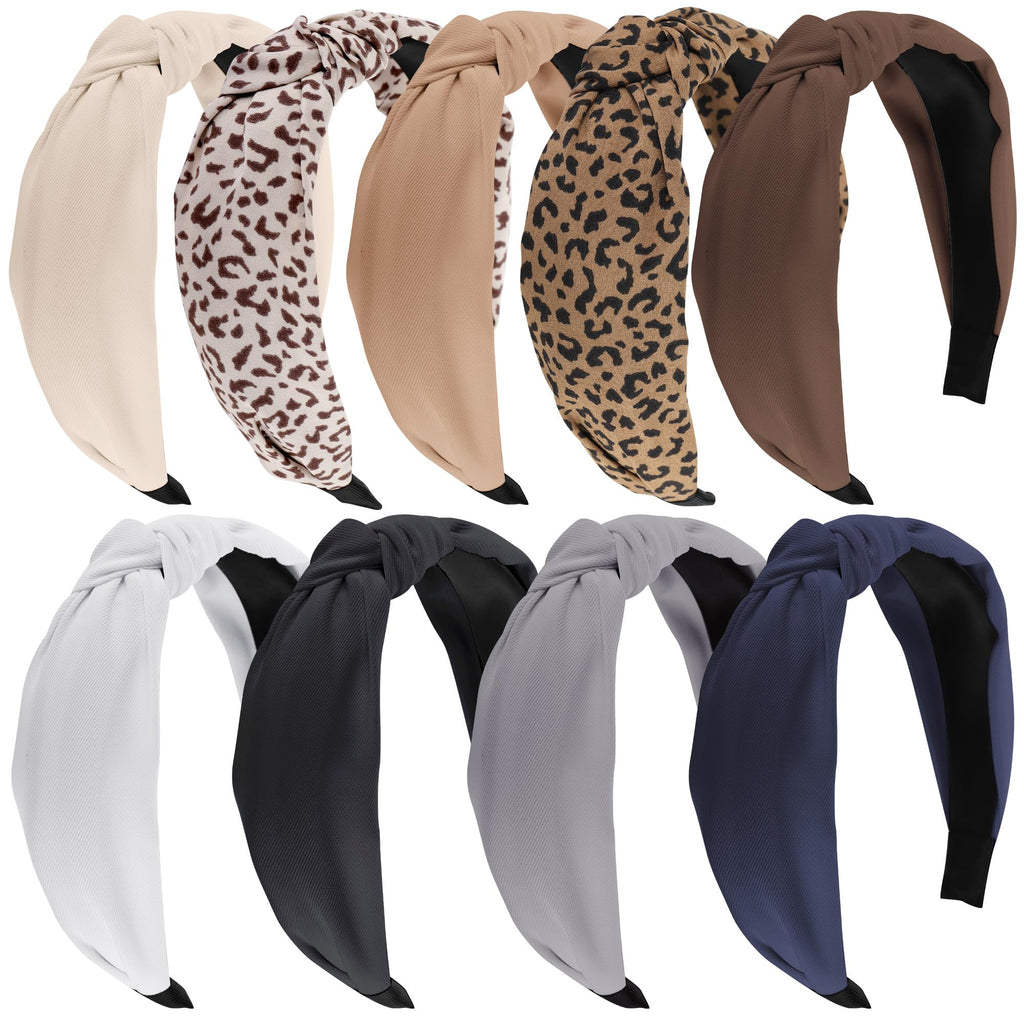 Funtopia Headbands for Women – 9-Piece Leopard Print Knot Headbands Set