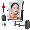 FUNTOUCH 5000mAh Rechargeable Wall-Mounted Makeup Mirror – 8.7-inch Dual-Sided 1X/30X Magnification, Dimmable 3-Color Lighting, 360° Swing Arm