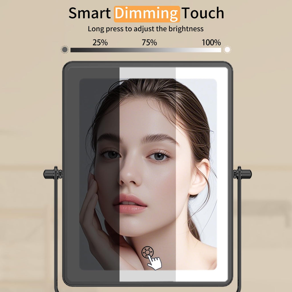 FUNTOUCH 5000mAh Rechargeable Wall-Mounted Makeup Mirror – 8.7-inch Dual-Sided 1X/30X Magnification, Dimmable 3-Color Lighting, 360° Swing Arm